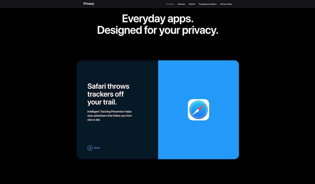 Apple의 개선된 개인 정보 사이트에서 ‘개인 정보를 위해 설계된 일상적인 앱’을 강조