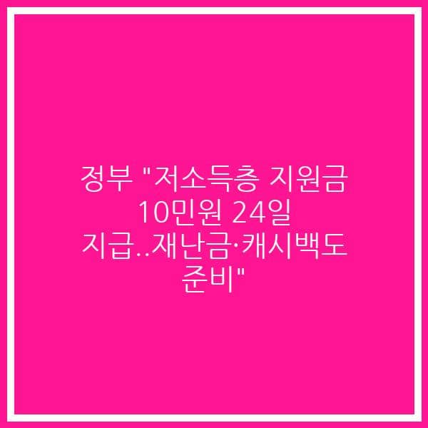 정부 “저소득층 지원금 10민원 24일 지급..재난금·캐시백도 준비”