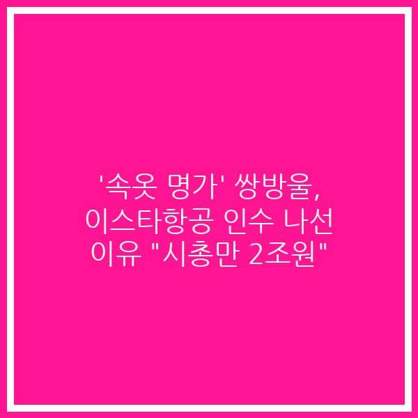 ‘속옷 명가’ 쌍방울, 이스타항공 인수 나선 이유 “시총만 2조원”