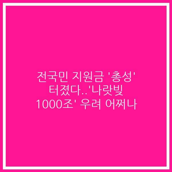 전국민 지원금 ‘총성’ 터졌다..’나랏빚 1000조’ 우려 어쩌나