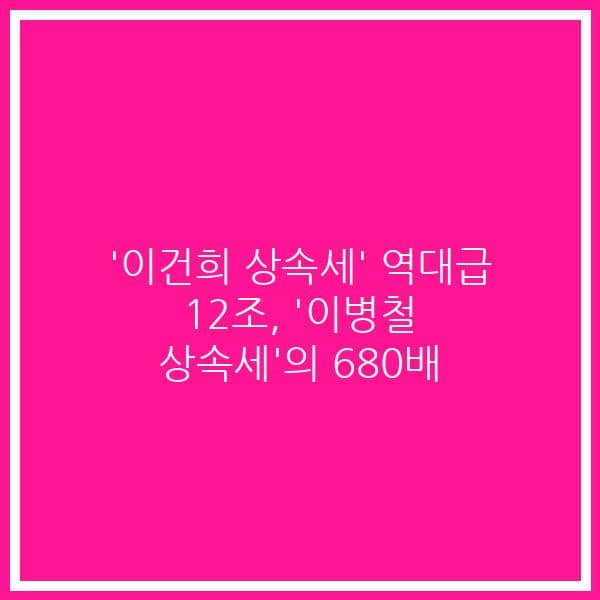 ‘이건희 상속세’ 역대급 12조, ‘이병철 상속세’의 680배