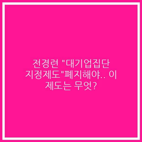 전경련 “대기업집단 지정제도”폐지해야.. 이 제도는 무엇?