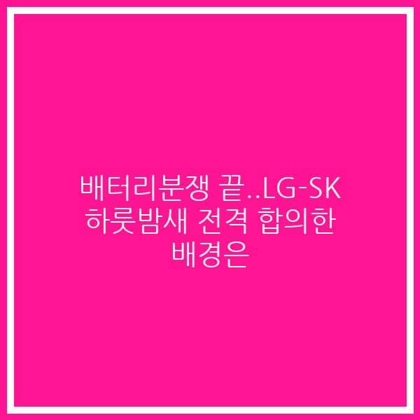 배터리분쟁 끝..LG-SK 하룻밤새 전격 합의한 배경은