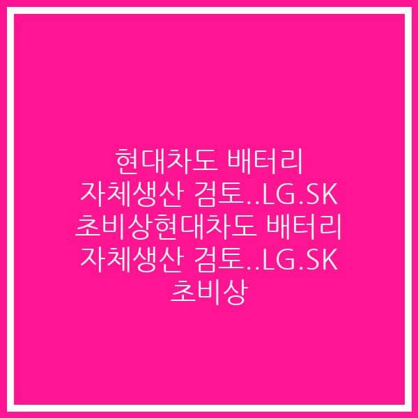 현대차도 배터리 자체생산 검토..LG.SK 초비상현대차도 배터리 자체생산 검토..LG.SK 초비상