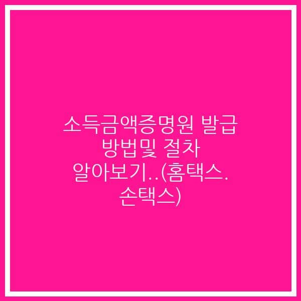 소득금액증명원 발급 방법및 절차 알아보기..(홈택스. 손택스)