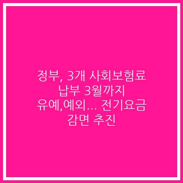 정부, 3개 사회보험료 납부 3월까지 유예,예외… 전기요금 감면 추진
