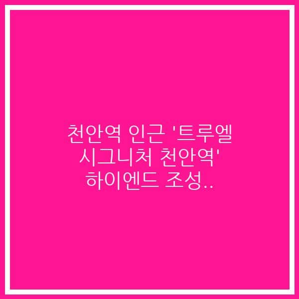 천안역 인근 ‘트루엘 시그니처 천안역’ 하이엔드 조성..