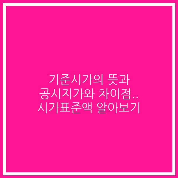 기준시가의 뜻과 공시지가와 차이점.. 시가표준액 알아보기