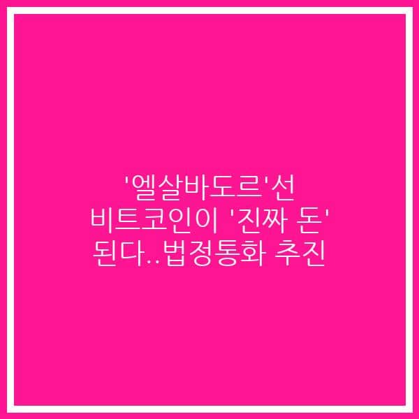 ‘엘살바도르’선 비트코인이 ‘진짜 돈’ 된다..법정통화 추진