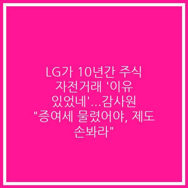 LG가 10년간 주식 자전거래 ‘이유 있었네’…감사원 “증여세 물렸어야, 제도 손봐라”