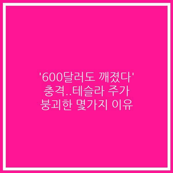 ‘600달러도 깨졌다’ 충격..테슬라 주가 붕괴한 몇가지 이유