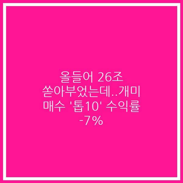 올들어 26조 쏟아부었는데..개미  매수 ‘톱10’ 수익률 -7%