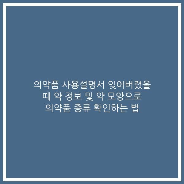 의약품 사용설명서 잊어버렸을 때 약 정보 및 약 모양으로 의약품 종류 확인하는 법