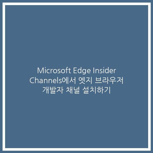 Microsoft Edge Insider Channels에서 엣지 브라우저 개발자 채널 설치하기