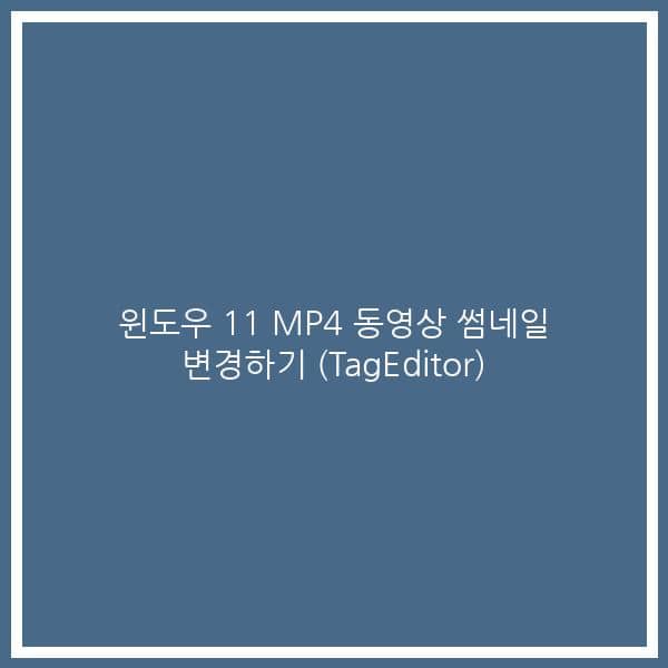 윈도우 11 MP4 동영상 썸네일 변경하기 (TagEditor)