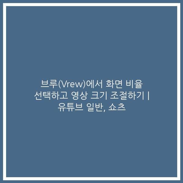 브루(Vrew)에서 화면 비율 선택하고 영상 크기 조절하기 | 유튜브 일반, 쇼츠