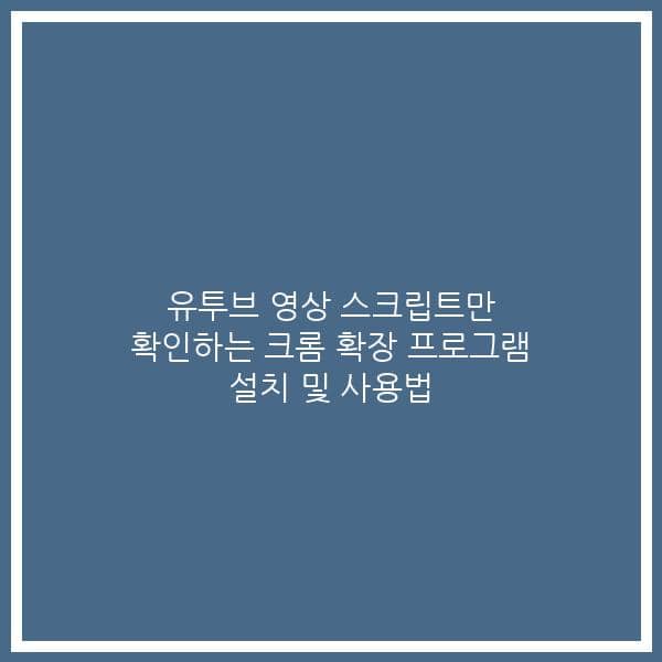 유투브 영상 스크립트만 확인하는 크롬 확장 프로그램 설치 및 사용법