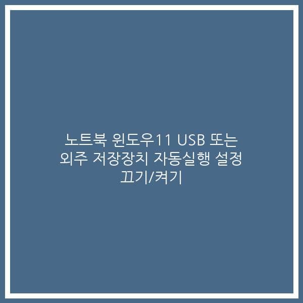 노트북 윈도우11 USB 또는 외주 저장장치 자동실행 설정 끄기/켜기