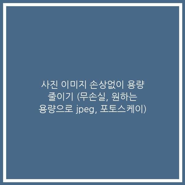 사진 이미지 손상없이 용량 줄이기 (무손실, 원하는 용량으로 jpeg, 포토스케이)