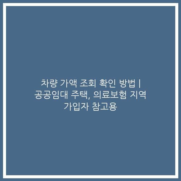 차량 가액 조회 확인 방법 | 공공임대 주택, 의료보험 지역 가입자 참고용