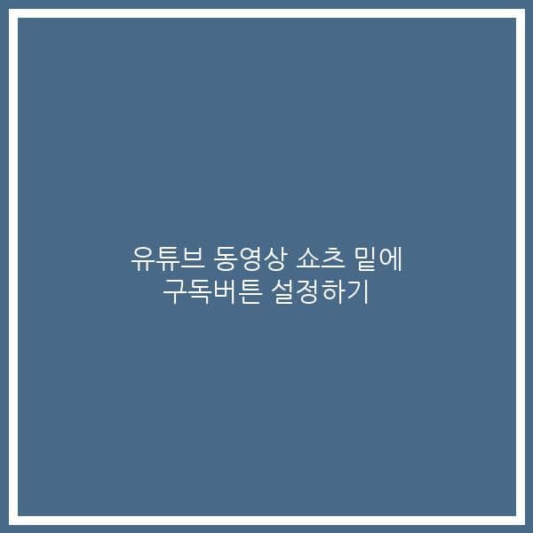 유튜브 동영상 쇼츠 밑에 구독버튼 설정하기