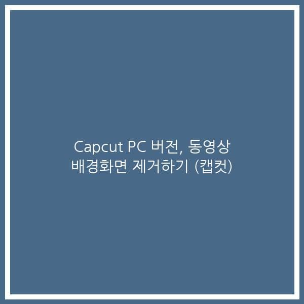 Capcut PC 버전, 동영상 배경화면 제거하기 (캡컷)