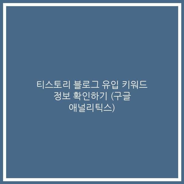 티스토리 블로그 유입 키워드 정보 확인하기 (구글 애널리틱스)