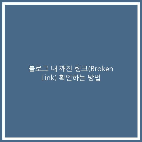 블로그 내 깨진 링크(Broken Link) 확인하는 방법