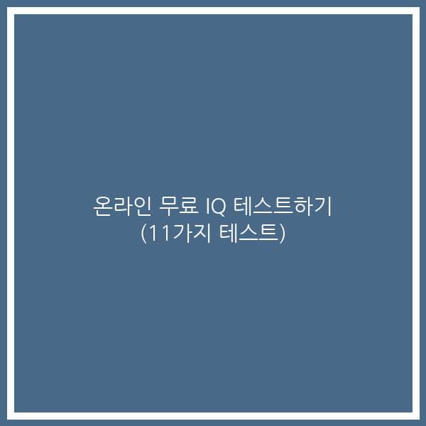 온라인 무료 IQ 테스트하기 (11가지 테스트)