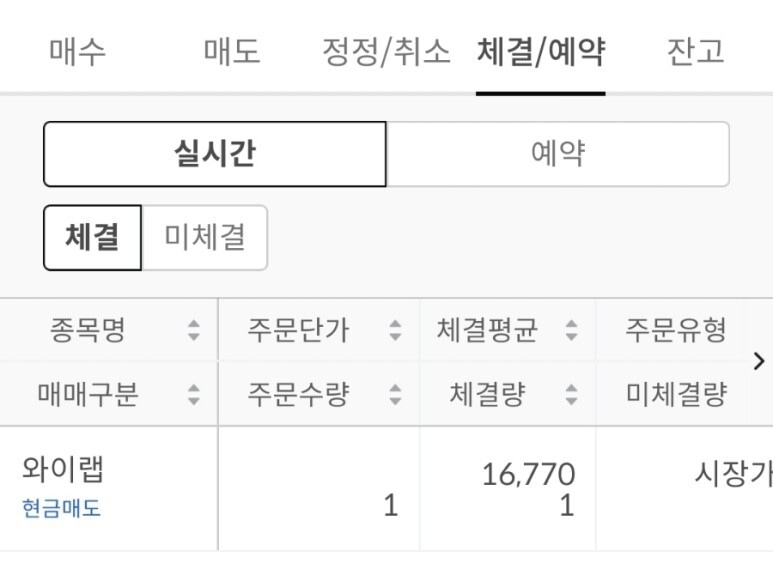 공모주 와이랩 1주 매도
